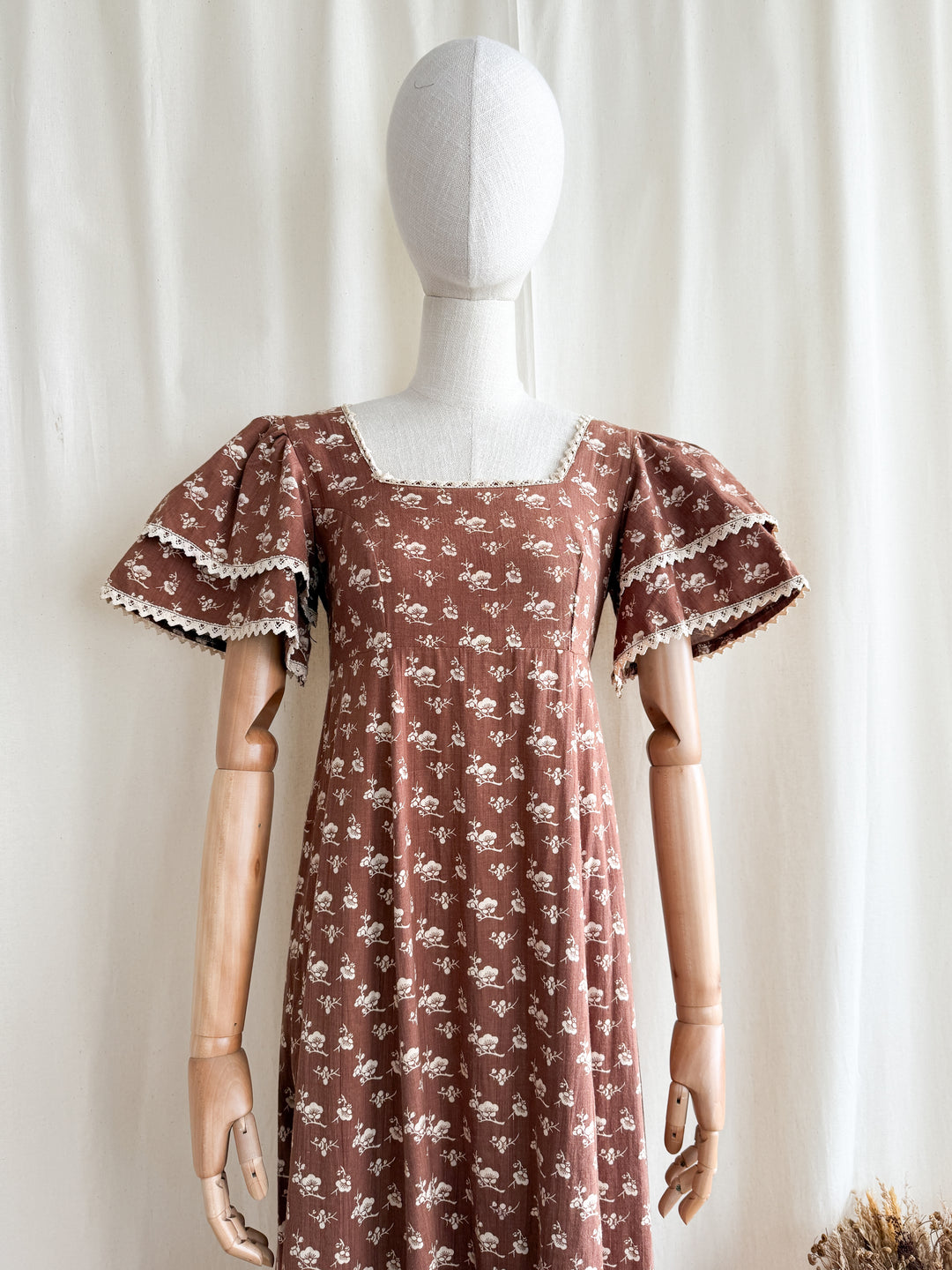 Precious Holy Grail Rare 1970s Laura Ashley Made in Wales Cotton Prairie Maxi Dress