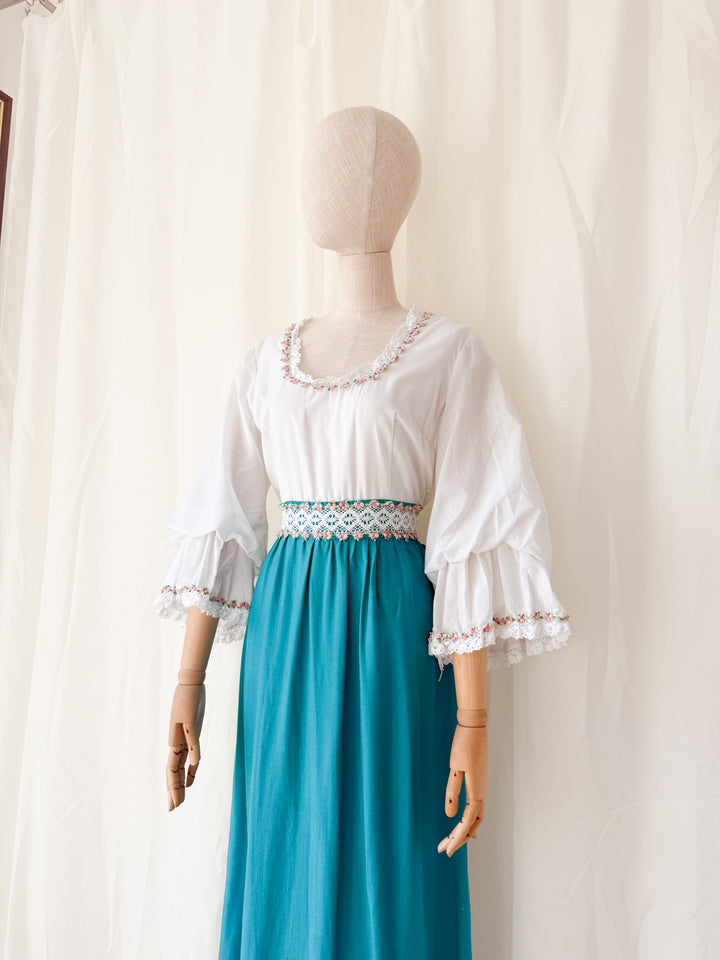 Precious Rare 1970s Angela Gore Cotton Maxi Dress