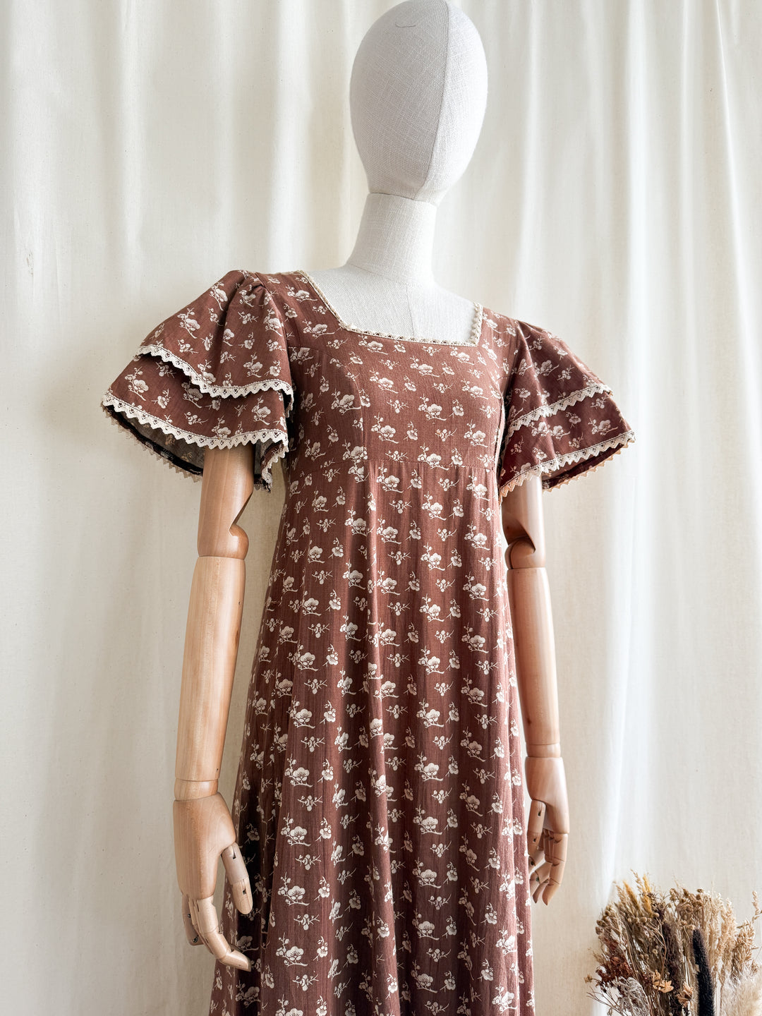 Precious Holy Grail Rare 1970s Laura Ashley Made in Wales Cotton Prairie Maxi Dress