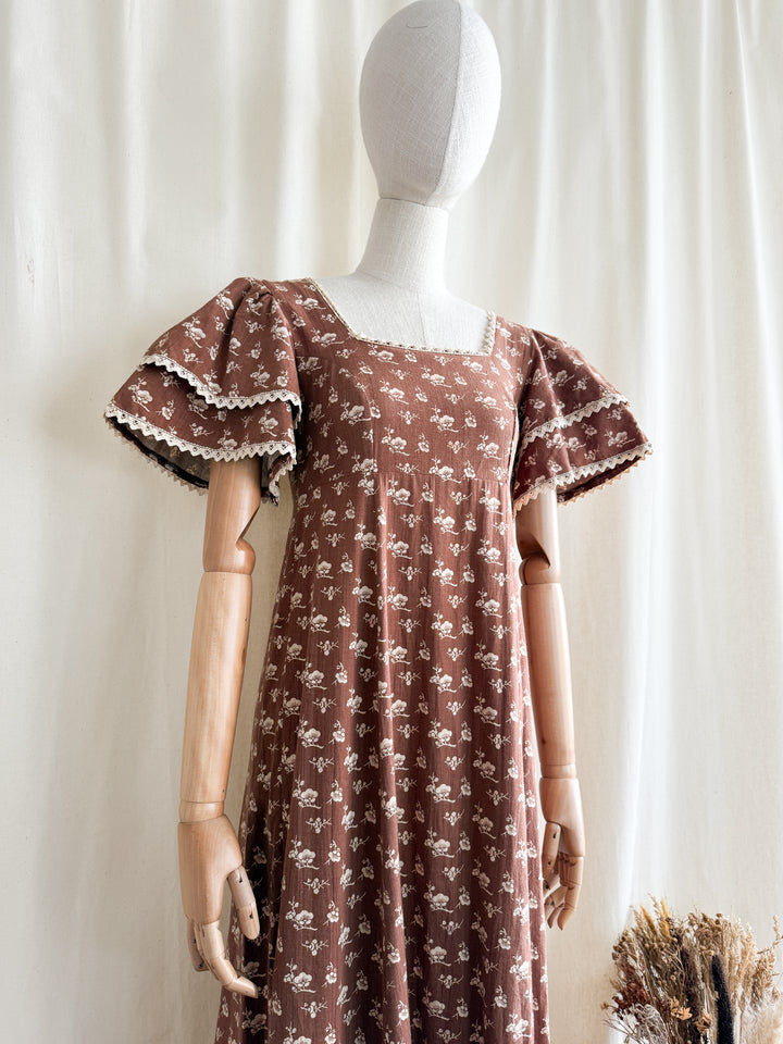 Precious Holy Grail Rare 1970s Laura Ashley Made in Wales Cotton Prairie Maxi Dress