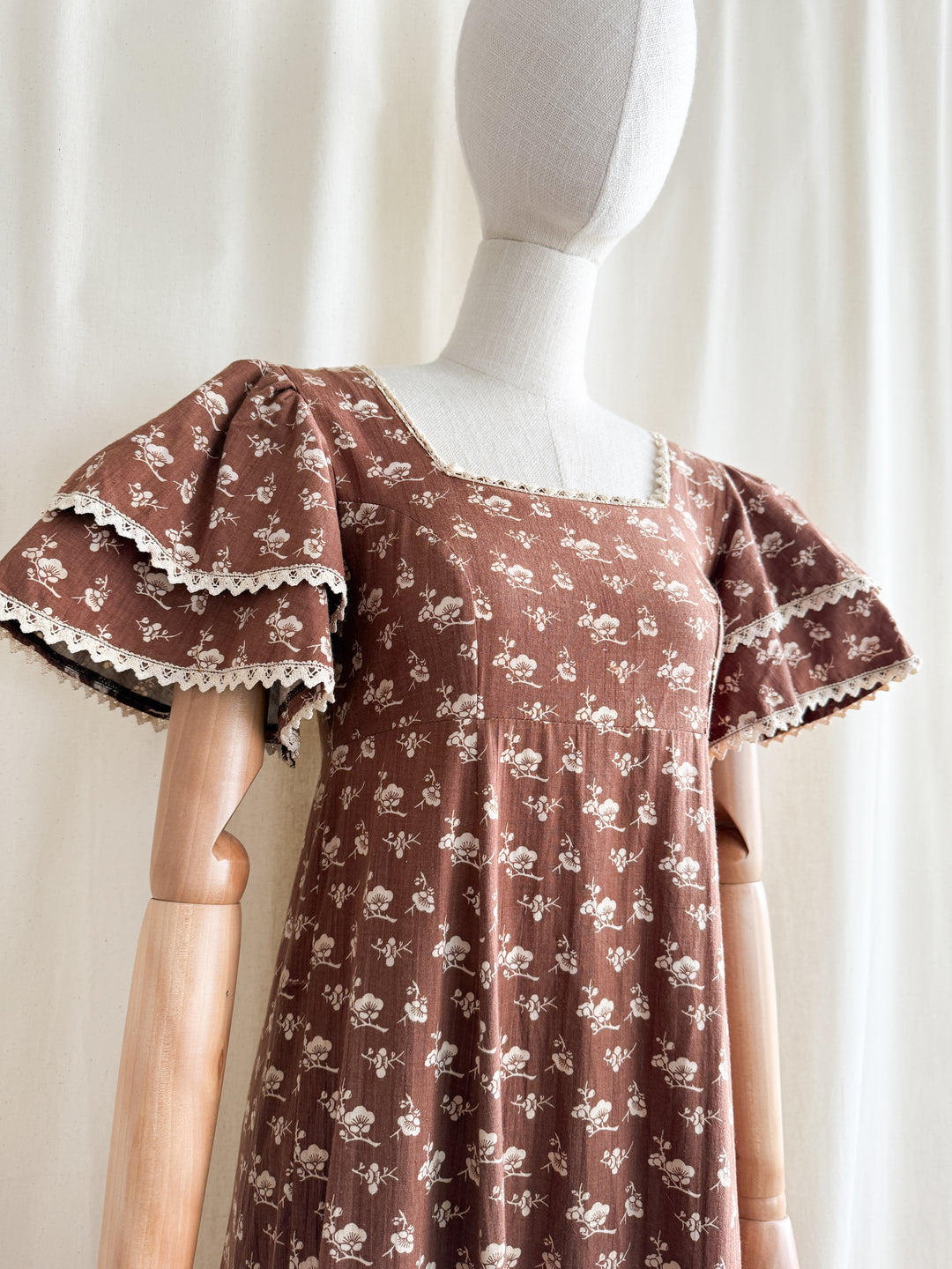 Precious Holy Grail Rare 1970s Laura Ashley Made in Wales Cotton Prairie Maxi Dress