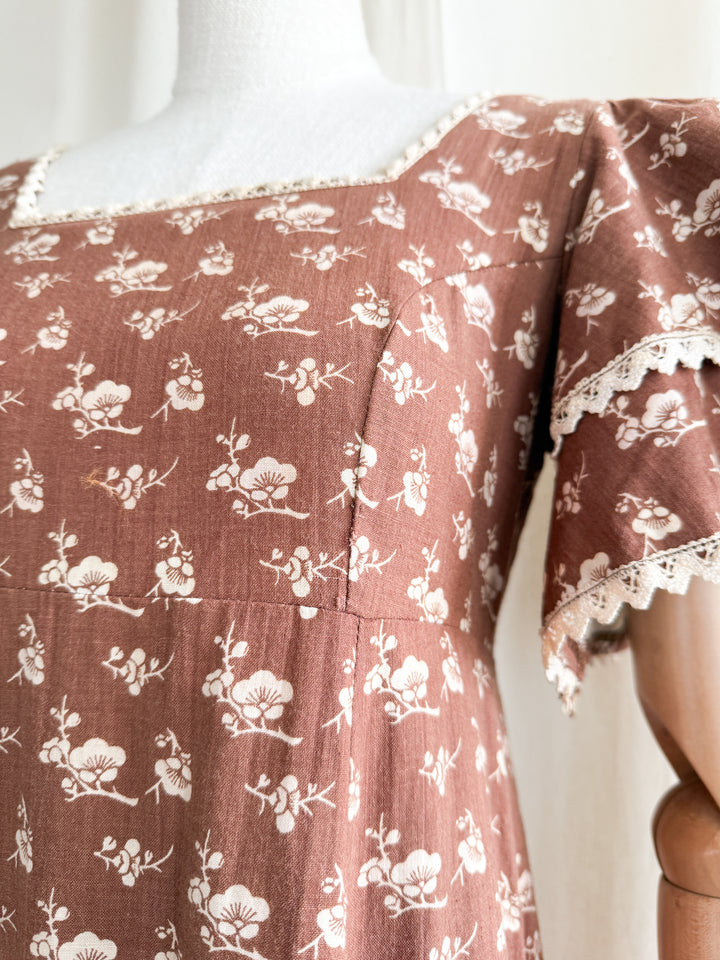 Precious Holy Grail Rare 1970s Laura Ashley Made in Wales Cotton Prairie Maxi Dress