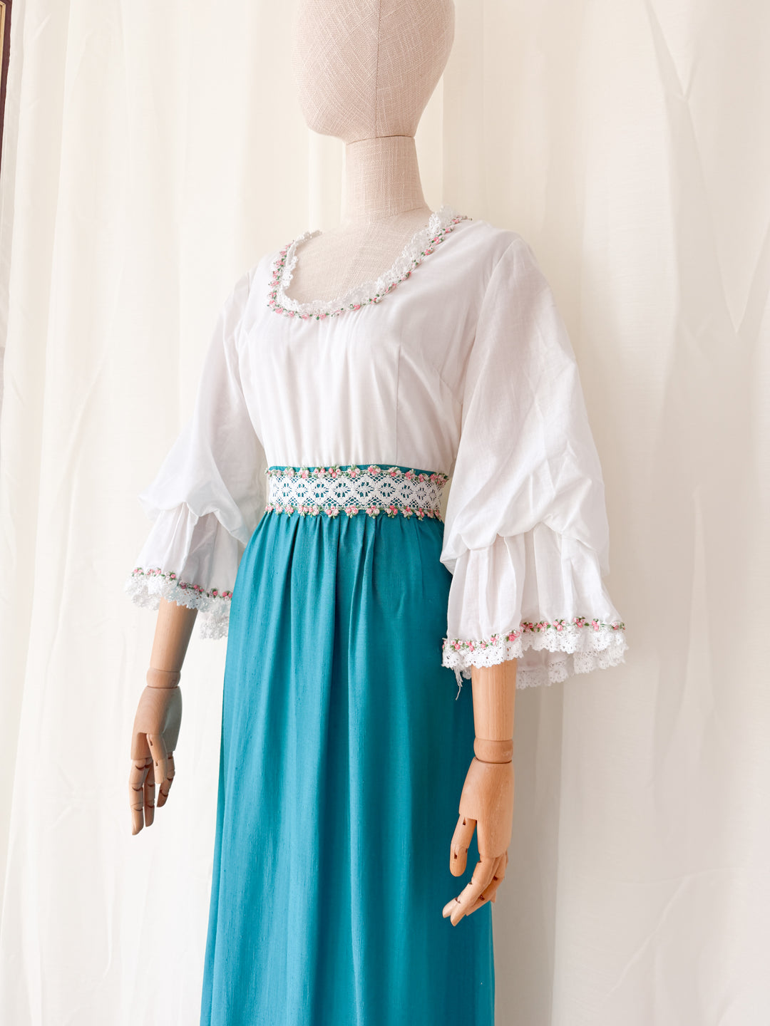Precious Rare 1970s Angela Gore Cotton Maxi Dress