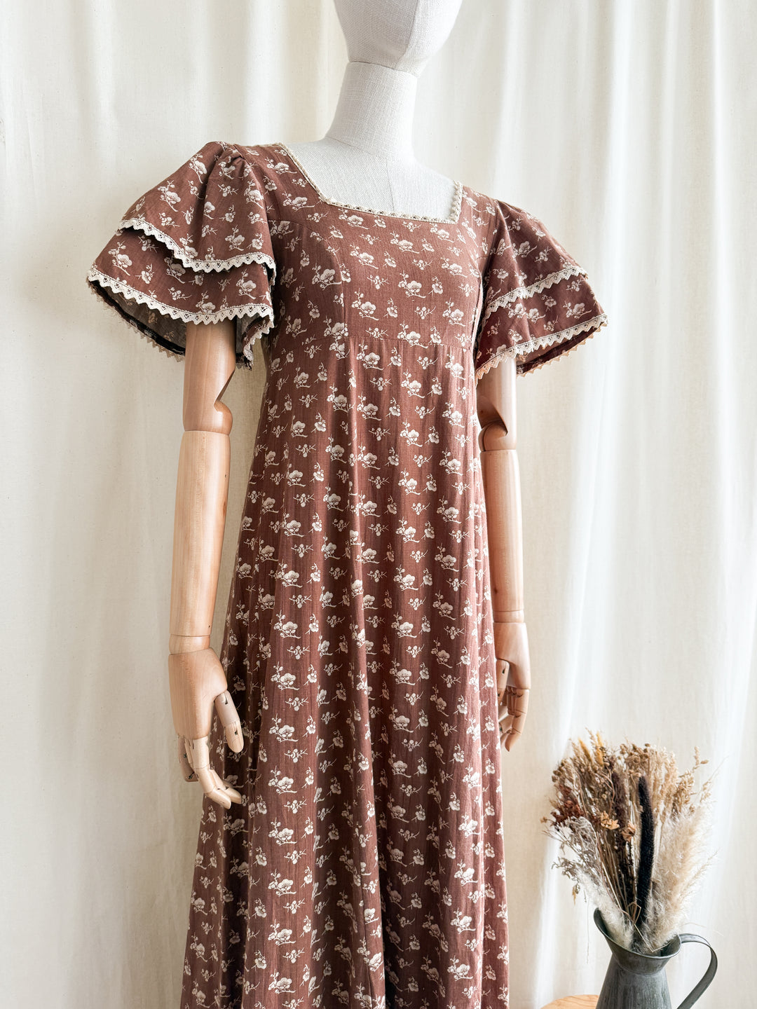 Precious Holy Grail Rare 1970s Laura Ashley Made in Wales Cotton Prairie Maxi Dress