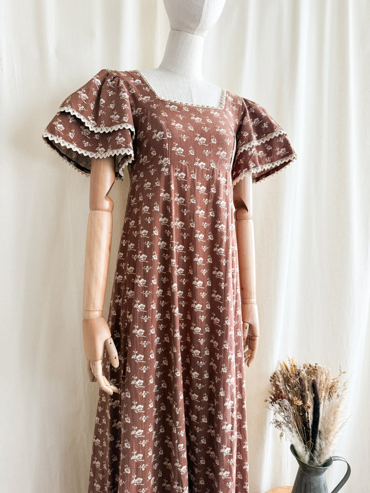 Precious Holy Grail Rare 1970s Laura Ashley Made in Wales Cotton Prairie Maxi Dress
