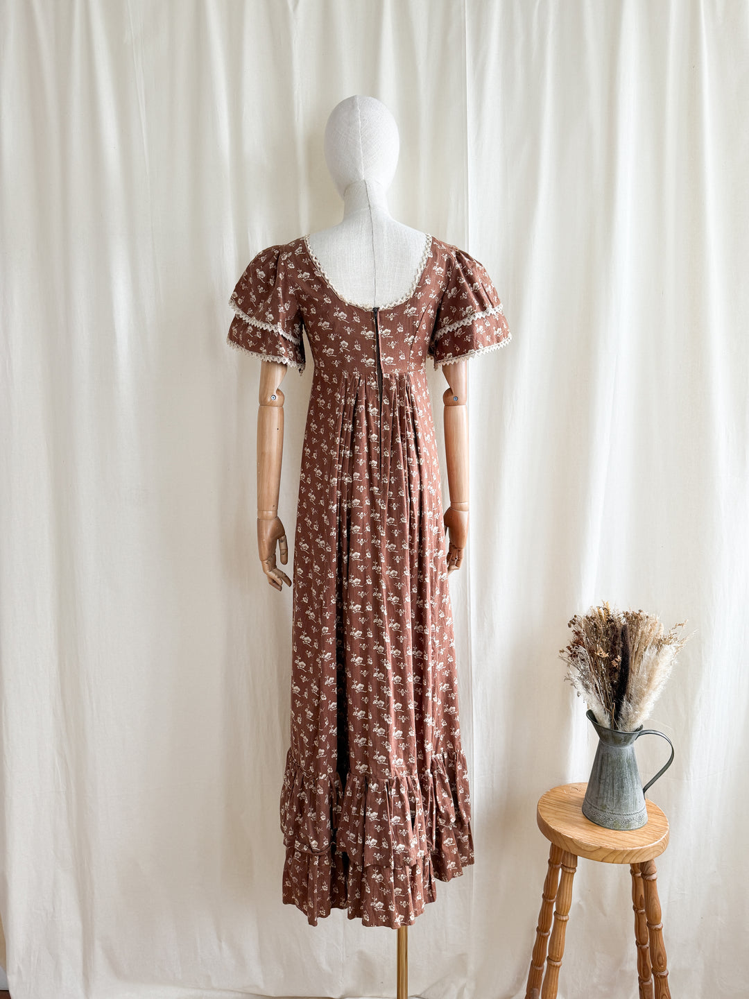 Precious Holy Grail Rare 1970s Laura Ashley Made in Wales Cotton Prairie Maxi Dress