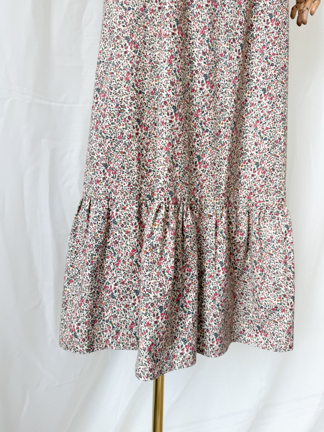 Absolutely Stunning 1970s Thick Natural Raw Floral Cotton Corset Bodice Maxi Dress