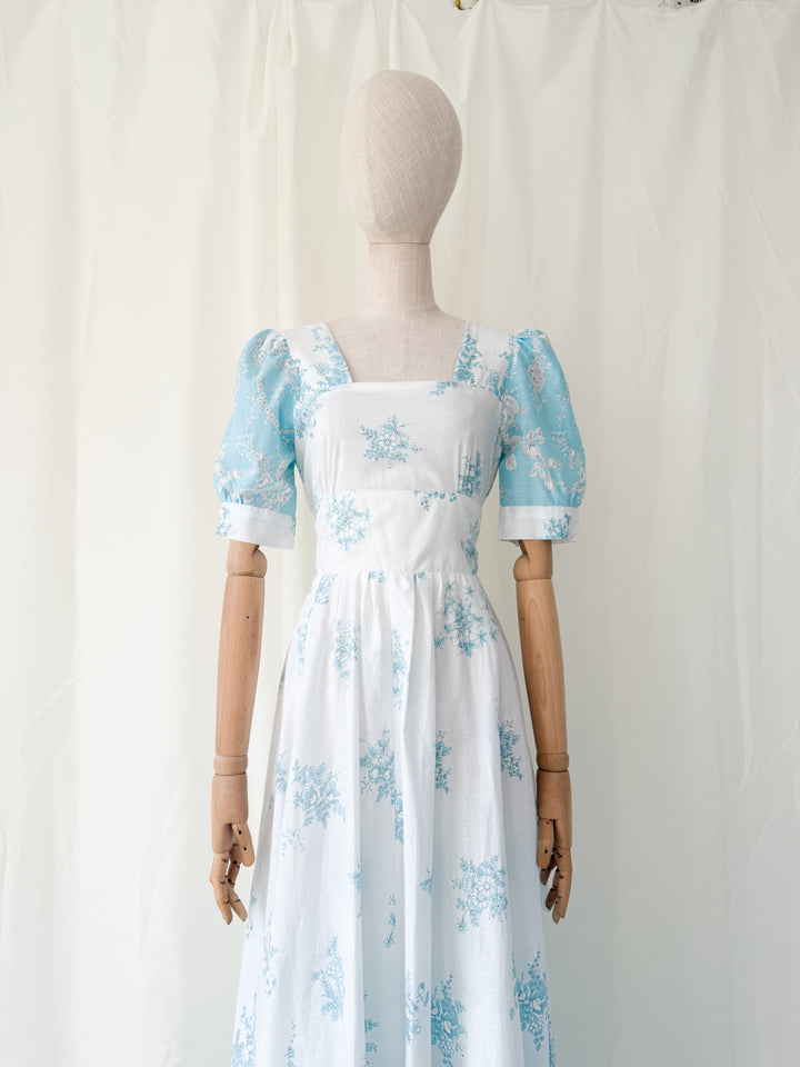 Ethereal Soft Cotton Floral 1970s Maxi Dress