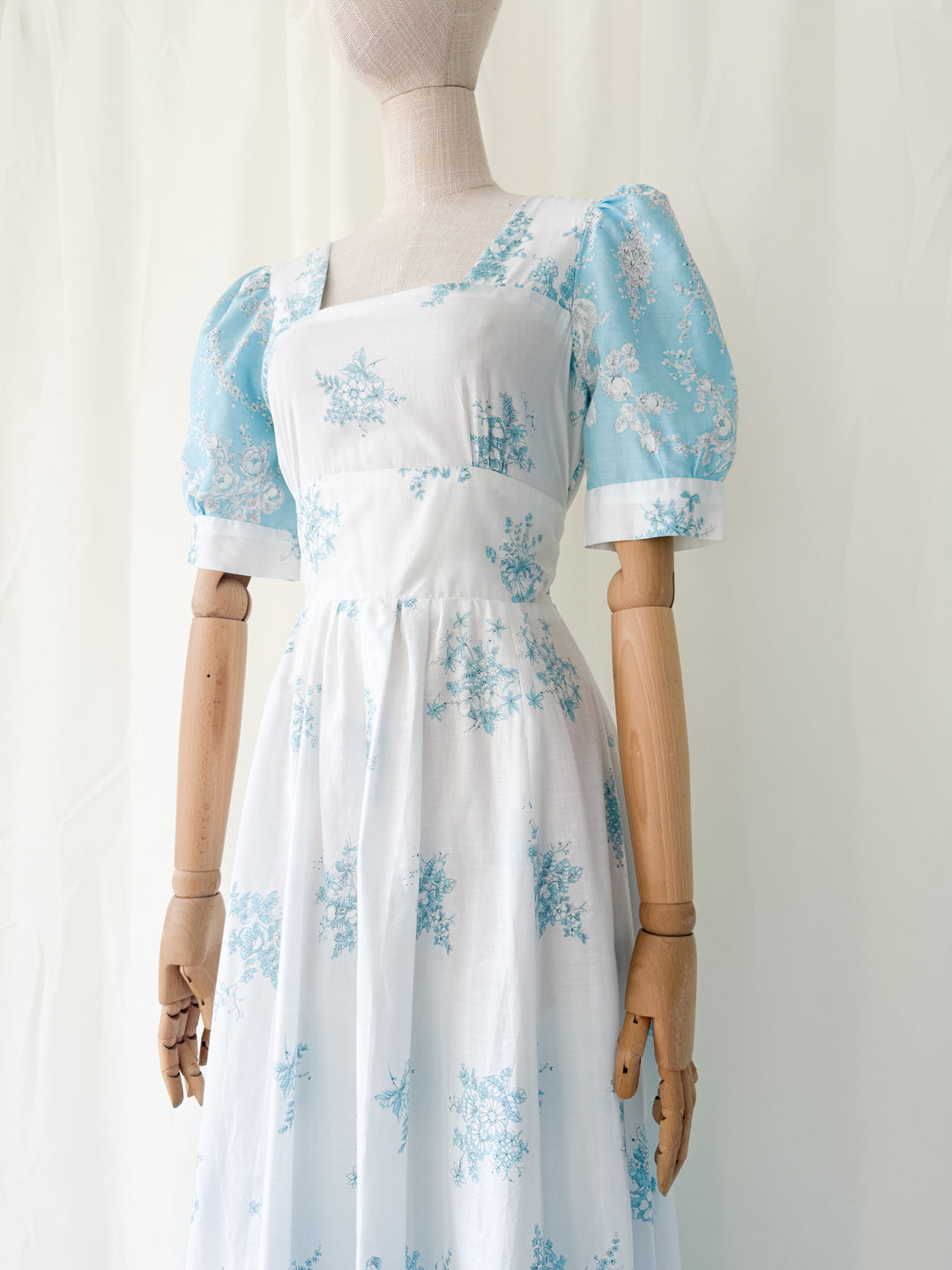 Ethereal Soft Cotton Floral 1970s Maxi Dress
