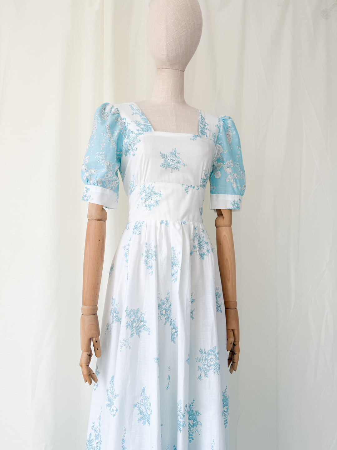 Ethereal Soft Cotton Floral 1970s Maxi Dress