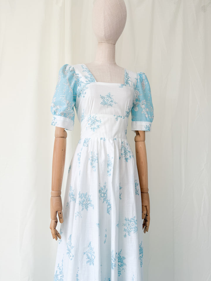 Ethereal Soft Cotton Floral 1970s Maxi Dress