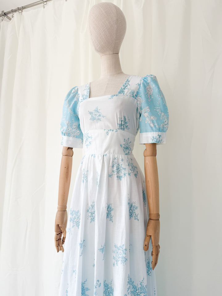 Ethereal Soft Cotton Floral 1970s Maxi Dress