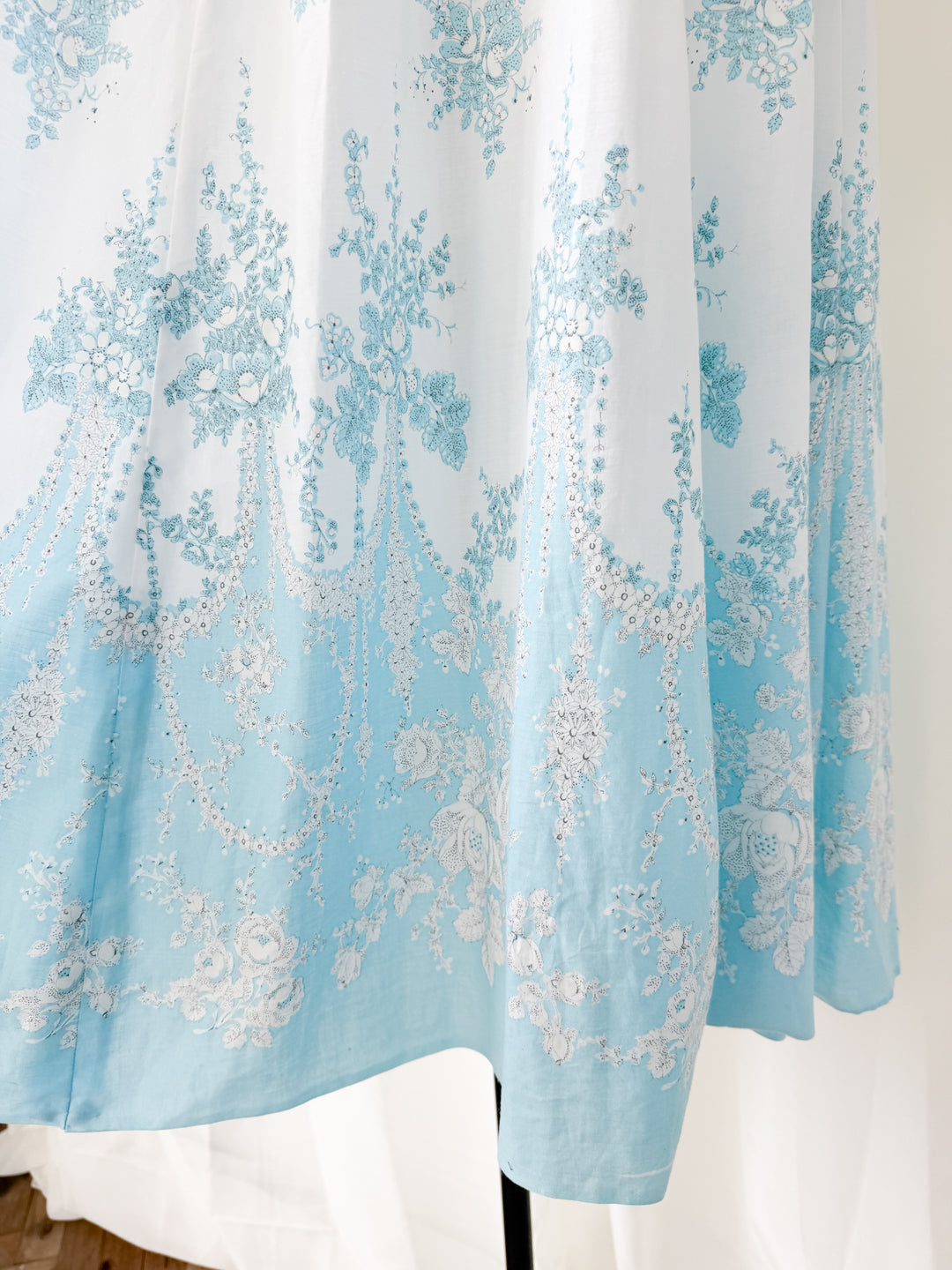 Ethereal Soft Cotton Floral 1970s Maxi Dress