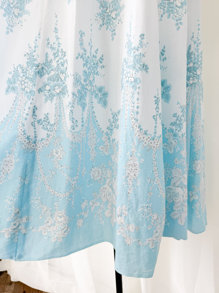 Ethereal Soft Cotton Floral 1970s Maxi Dress