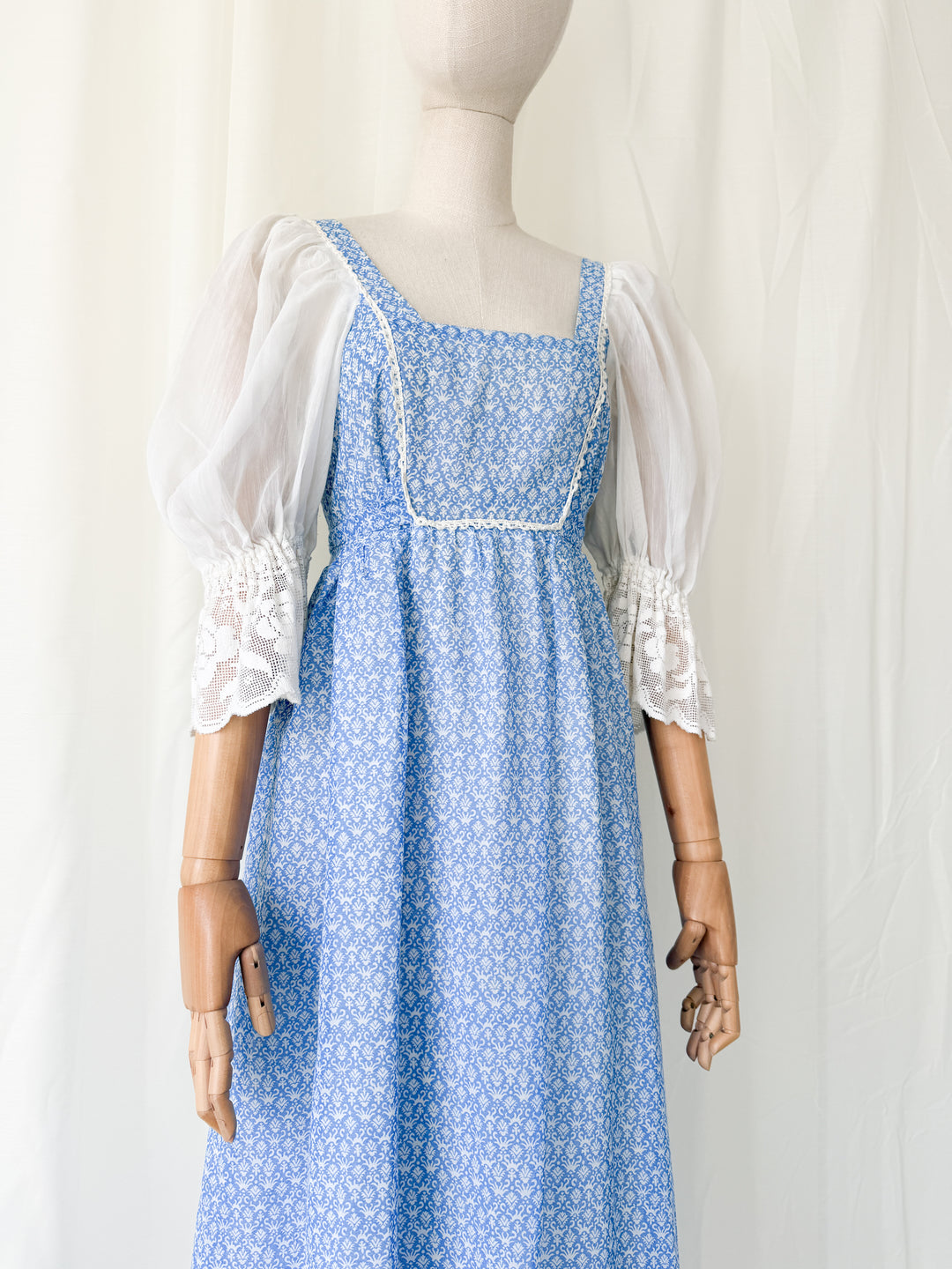 Precious Rare 1970s Cotton Quad Maxi Dress