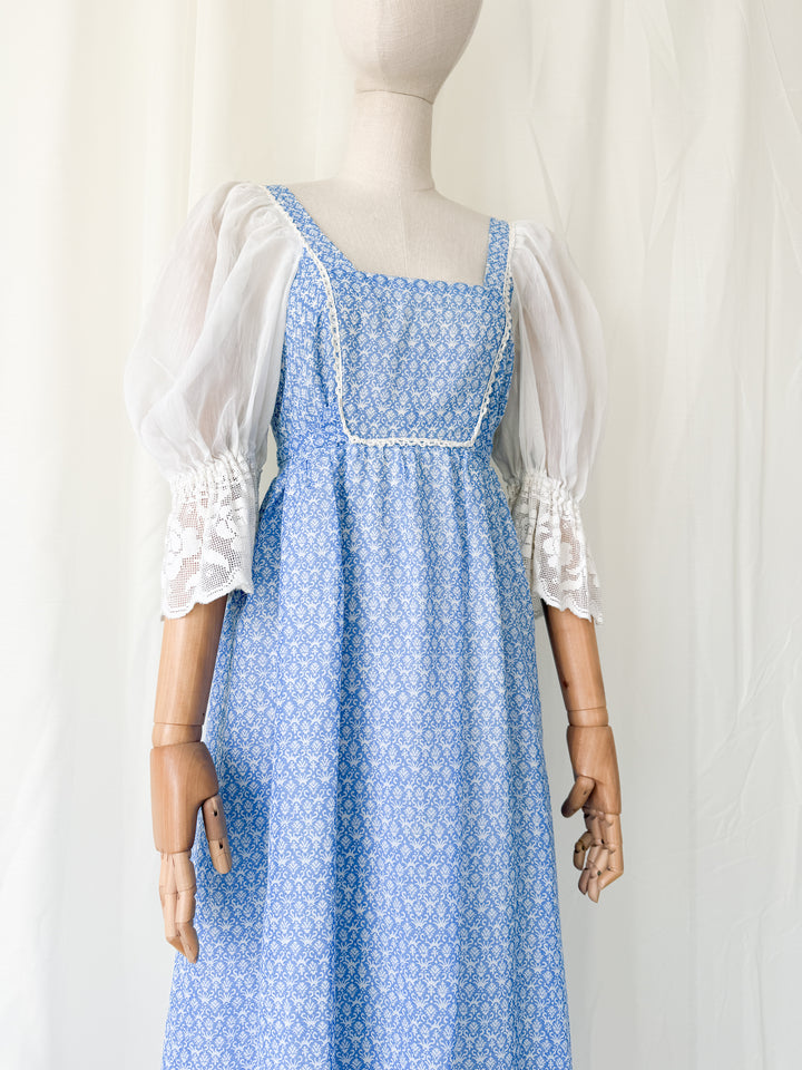 Precious Rare 1970s Cotton Quad Maxi Dress