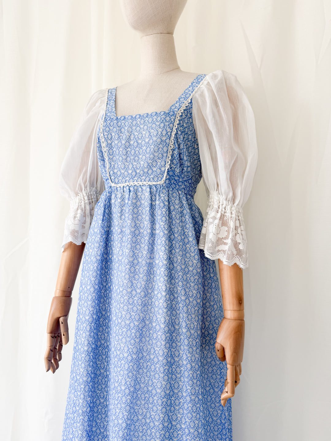 Precious Rare 1970s Cotton Quad Maxi Dress