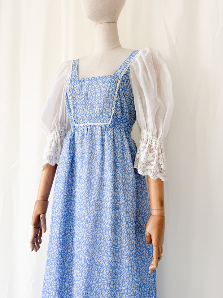 Precious Rare 1970s Cotton Quad Maxi Dress