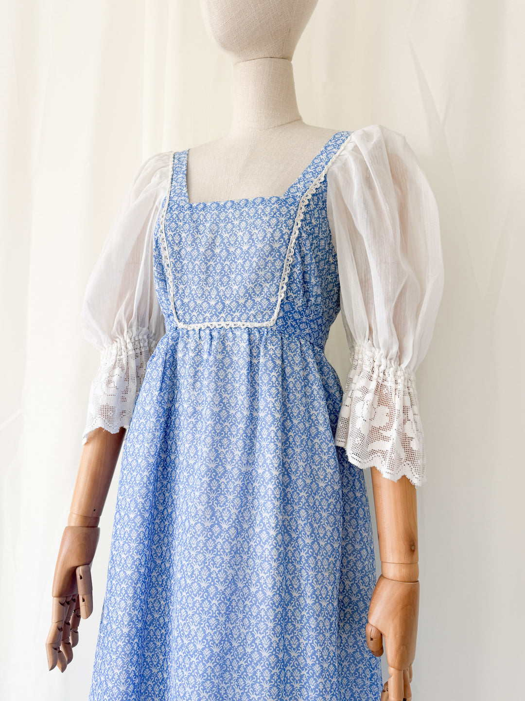 Precious Rare 1970s Cotton Quad Maxi Dress