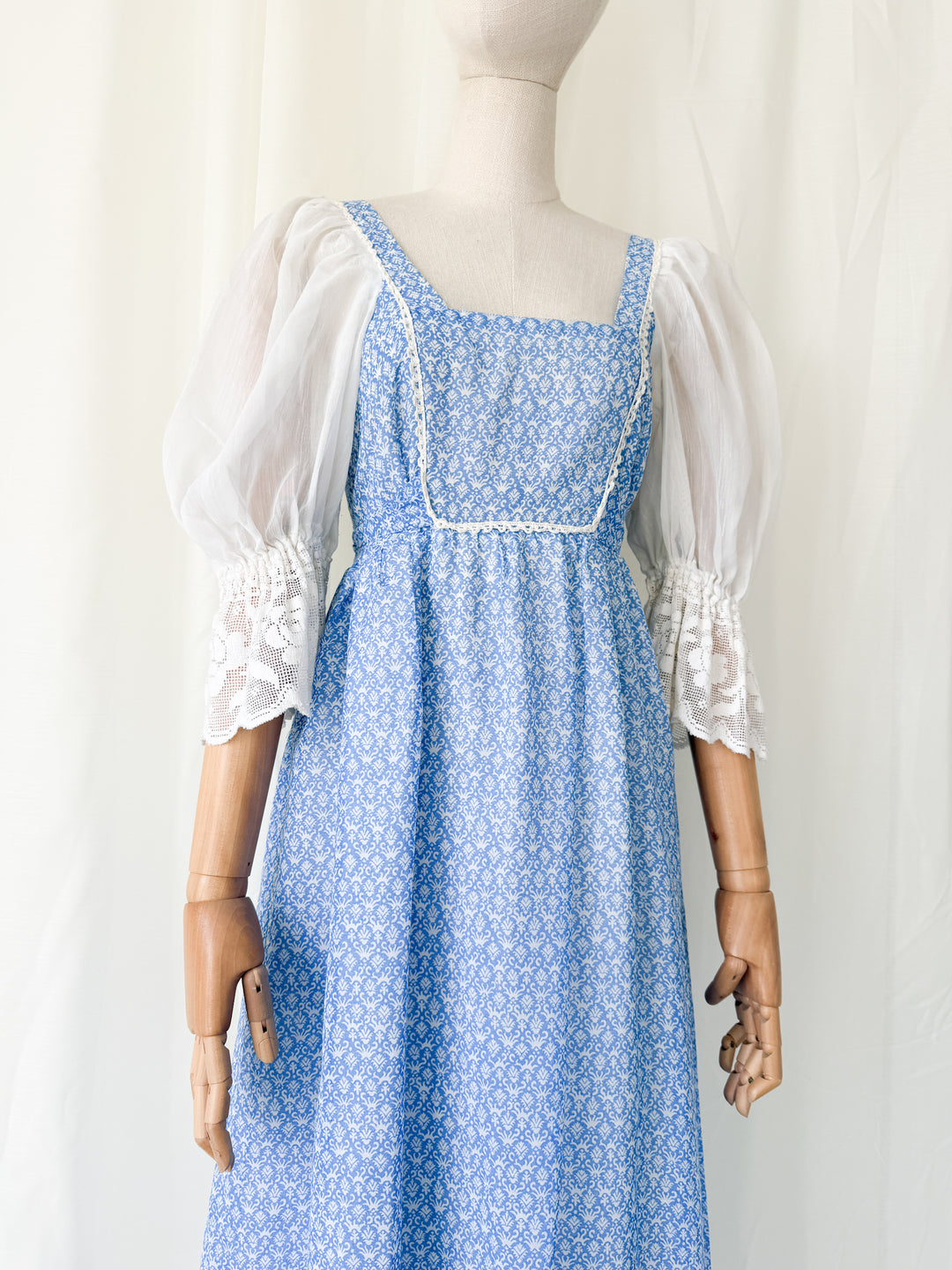 Precious Rare 1970s Cotton Quad Maxi Dress