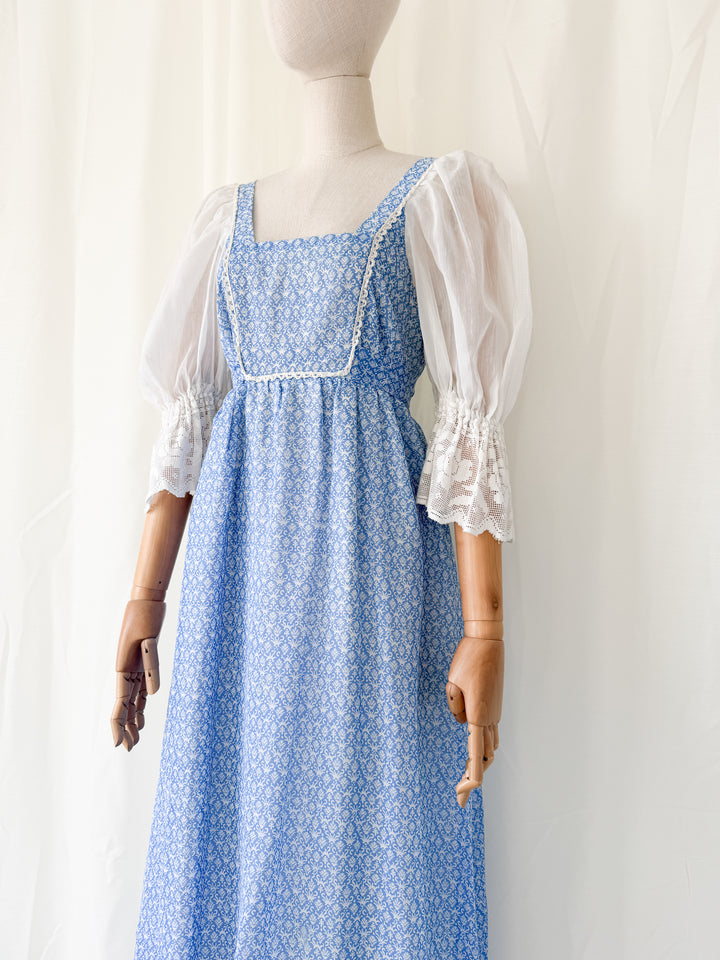 Precious Rare 1970s Cotton Quad Maxi Dress