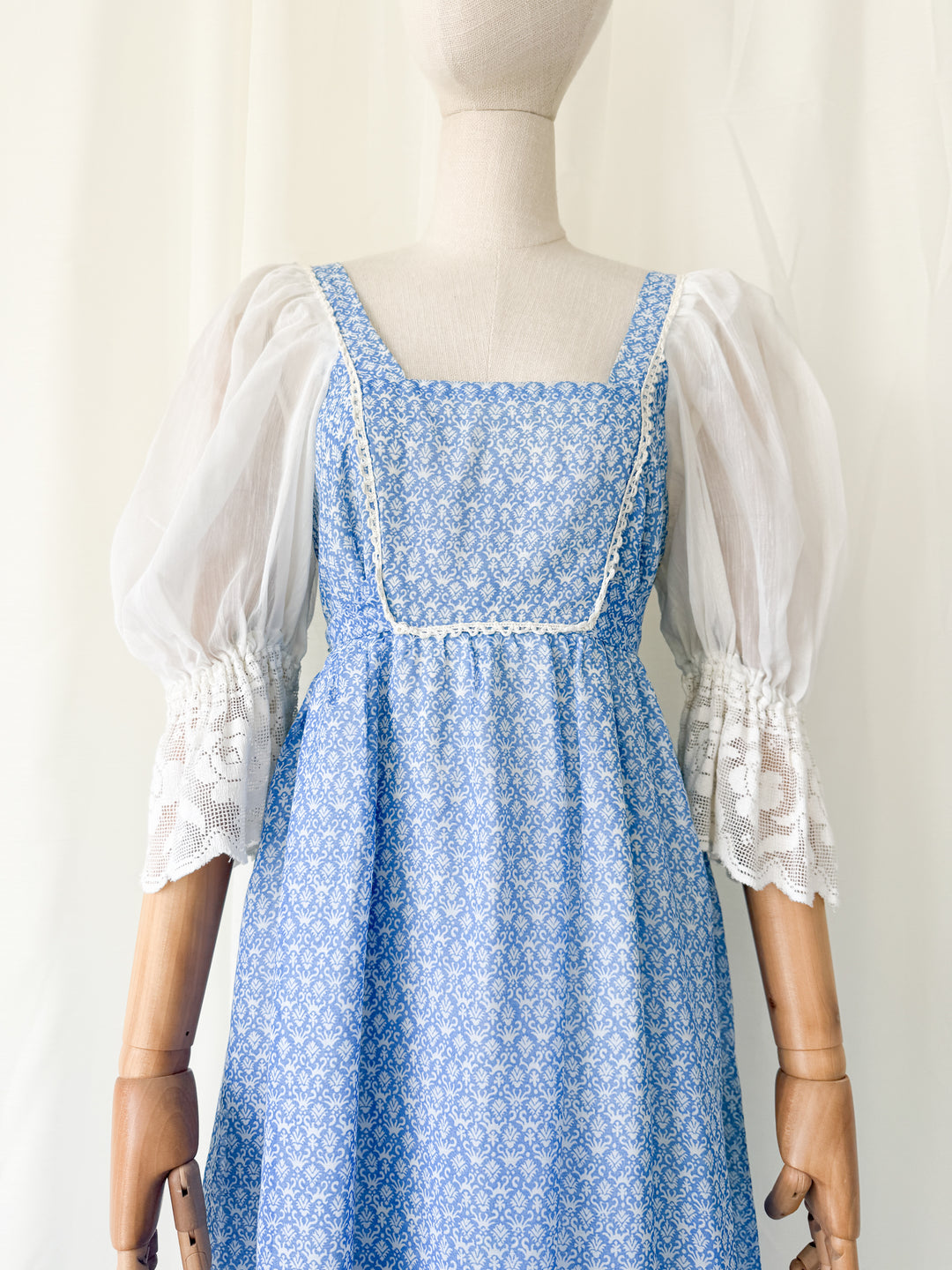 Precious Rare 1970s Cotton Quad Maxi Dress