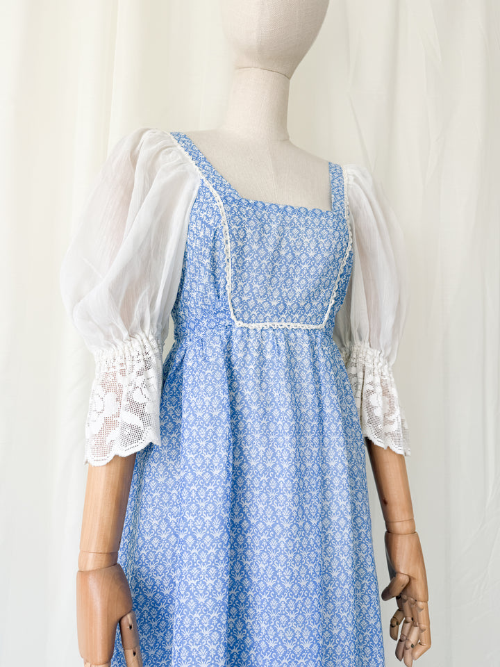 Precious Rare 1970s Cotton Quad Maxi Dress