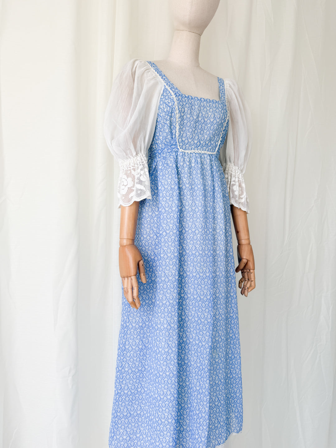 Precious Rare 1970s Cotton Quad Maxi Dress