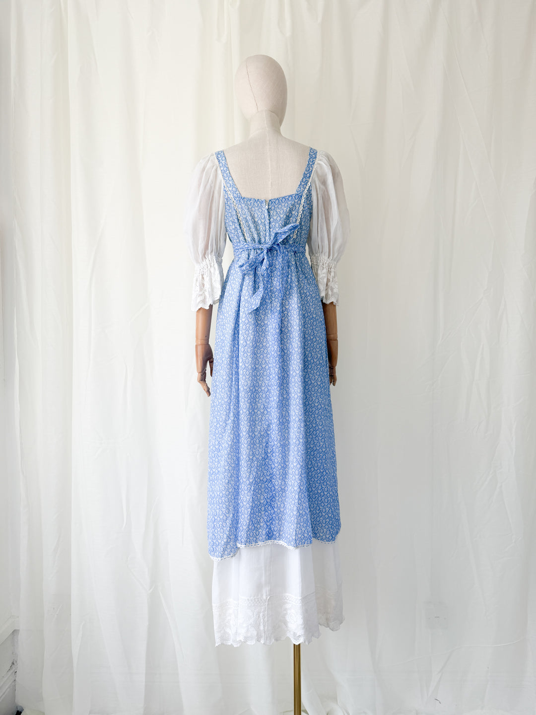 Precious Rare 1970s Cotton Quad Maxi Dress