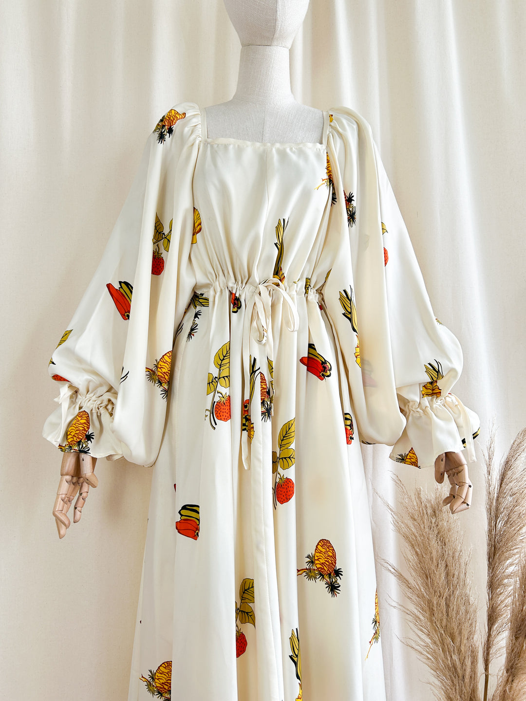 Holy Grail Iconic 1970s Forbidden Fruit Print Billowing Sleeve Dress by Emcar