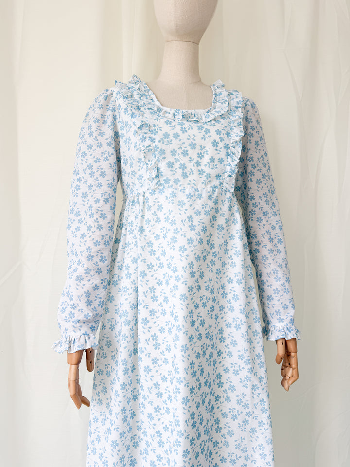 Stunning Rare 1970s Quad Cotton Maxi Dress