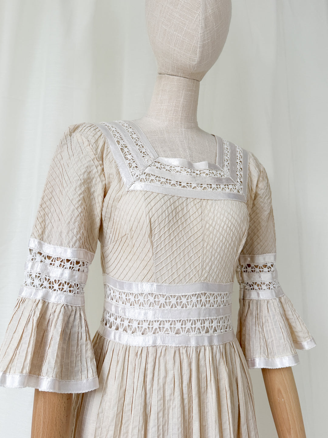 Precious Holy Grail 1970s Cotton & Lace Mexican Maxi Dress