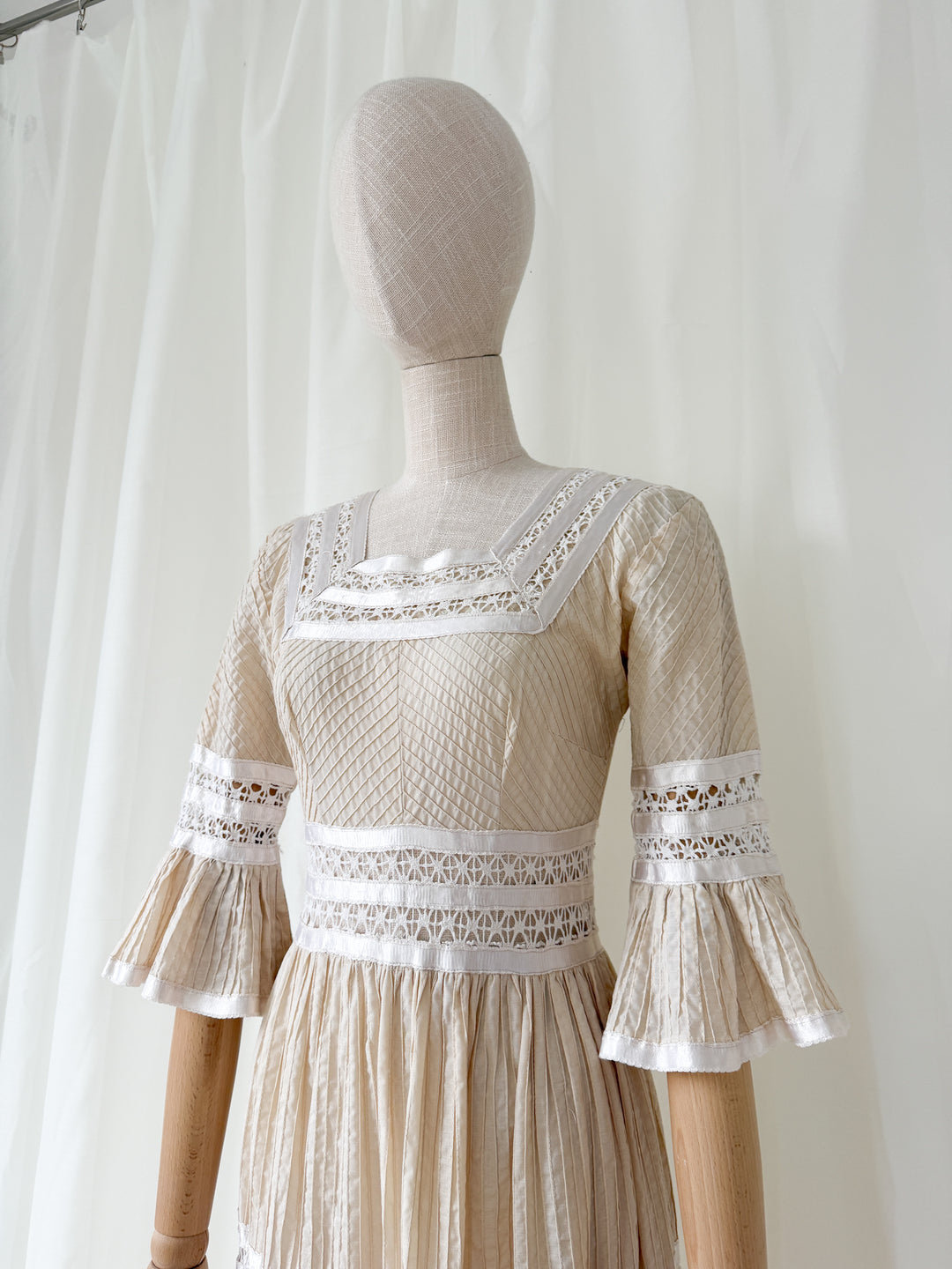 Precious Holy Grail 1970s Cotton & Lace Mexican Maxi Dress