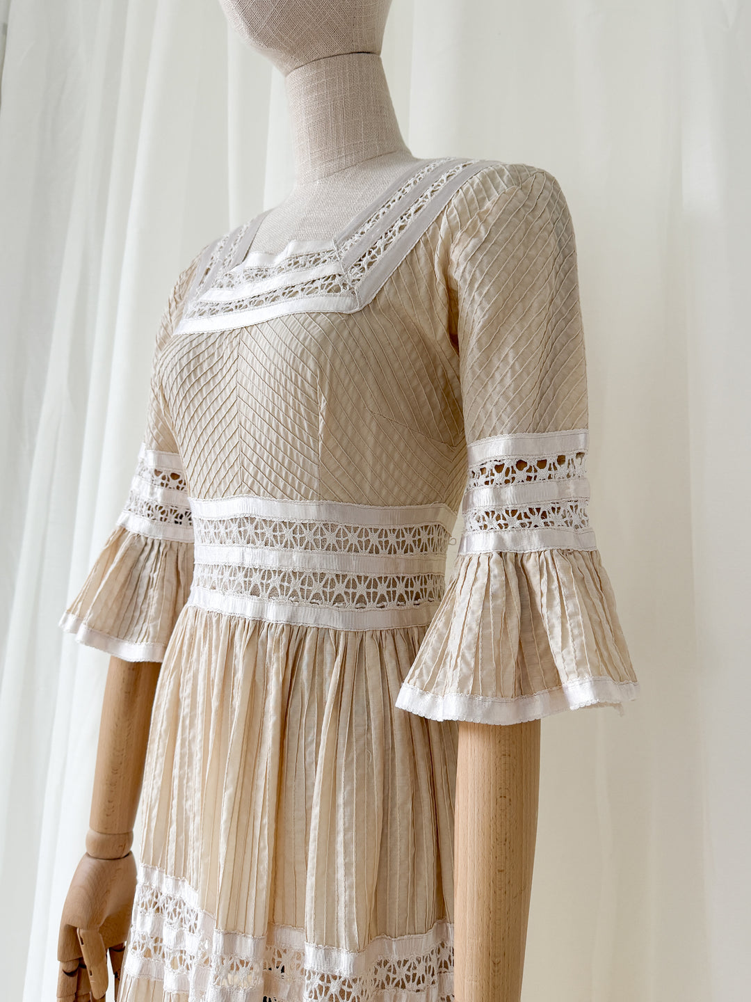 Precious Holy Grail 1970s Cotton & Lace Mexican Maxi Dress