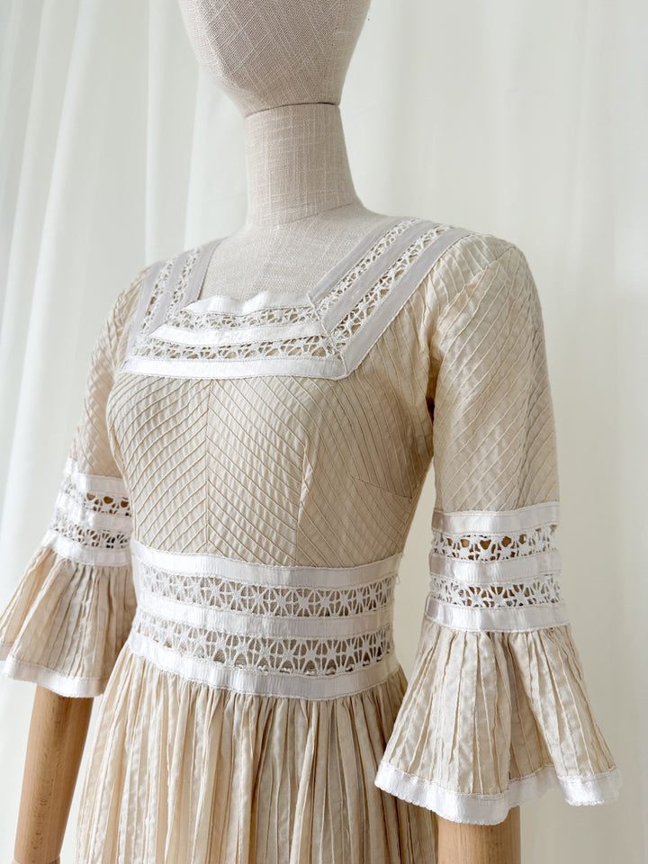 Precious Holy Grail 1970s Cotton & Lace Mexican Maxi Dress