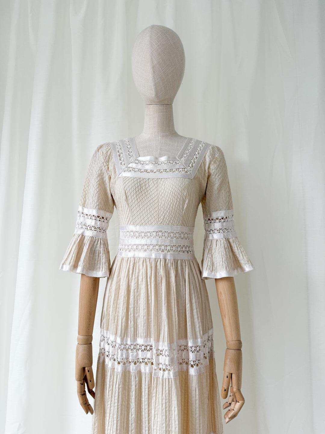 Precious Holy Grail 1970s Cotton & Lace Mexican Maxi Dress