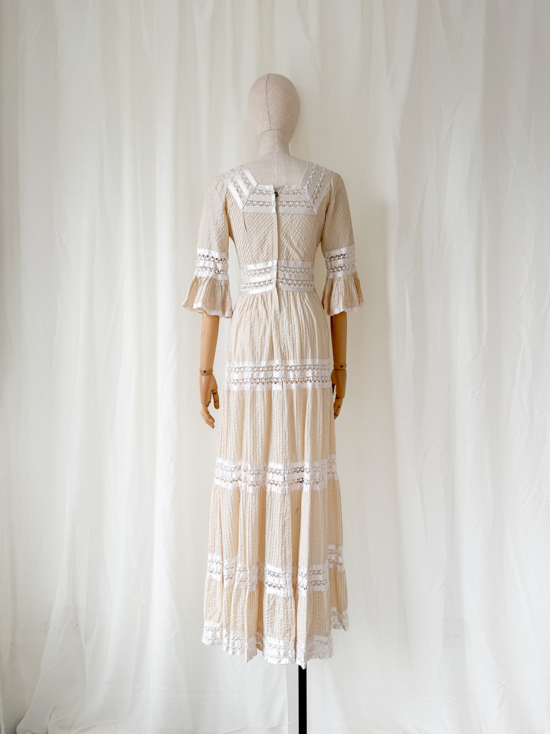 Precious Holy Grail 1970s Cotton & Lace Mexican Maxi Dress