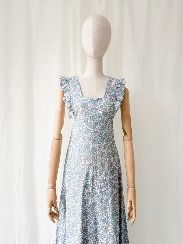 Sweet 1970s Cotton Pinafore Maxi Dress