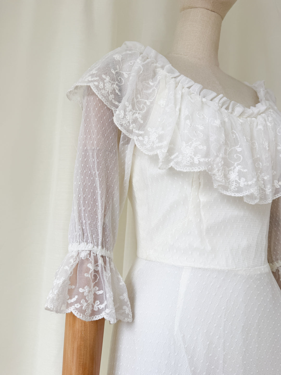 Divine 1970s Lace White Maxi Dress