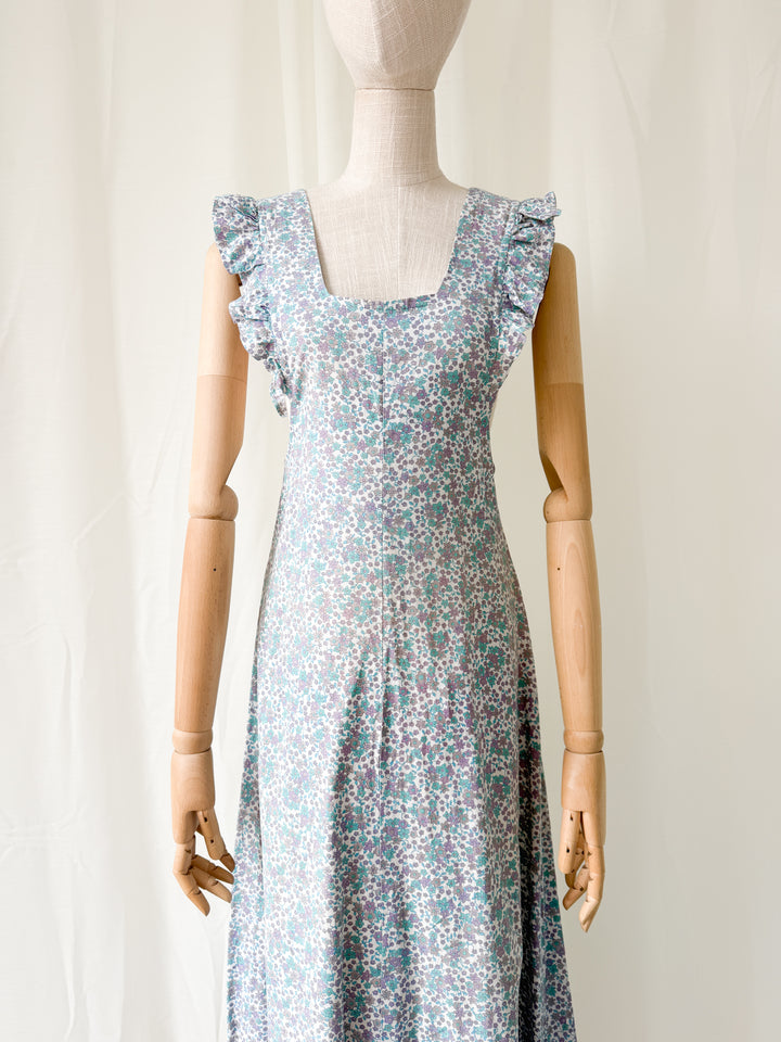 Sweet 1970s Cotton Pinafore Maxi Dress