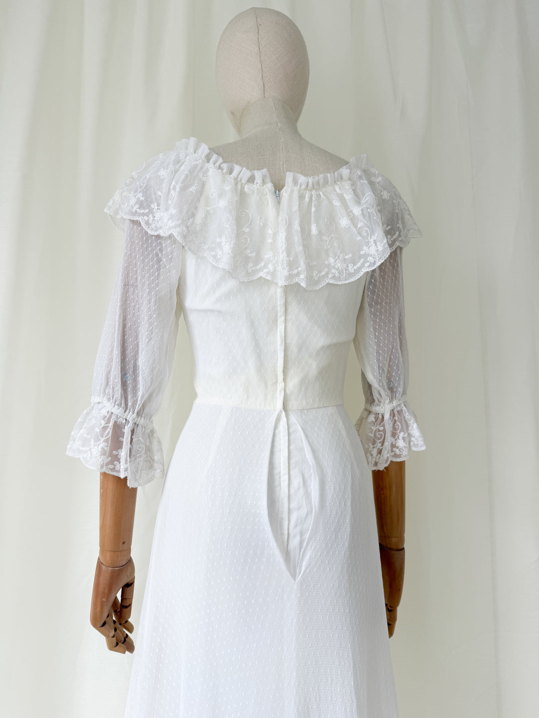 Divine 1970s Lace White Maxi Dress