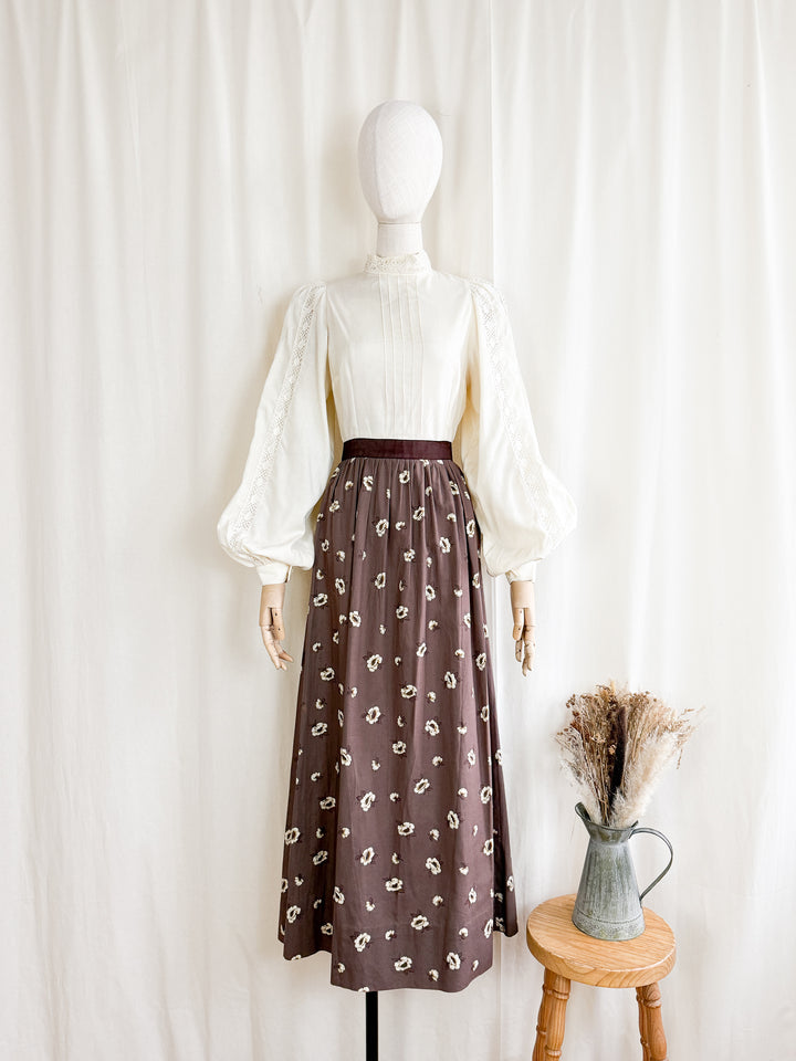 Beautiful Romantic 1970s Soft Cotton Floral Prairie Maxi Dress