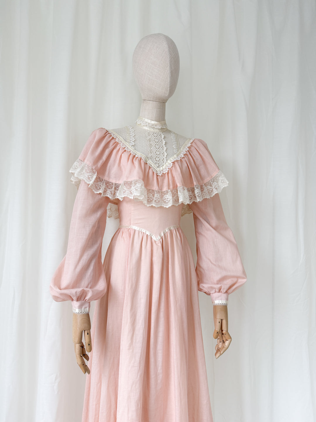 Precious Late 1970s Early 1980s Jessica McClintock 'Gunne Sax' Cotton Prairie Maxi Dress