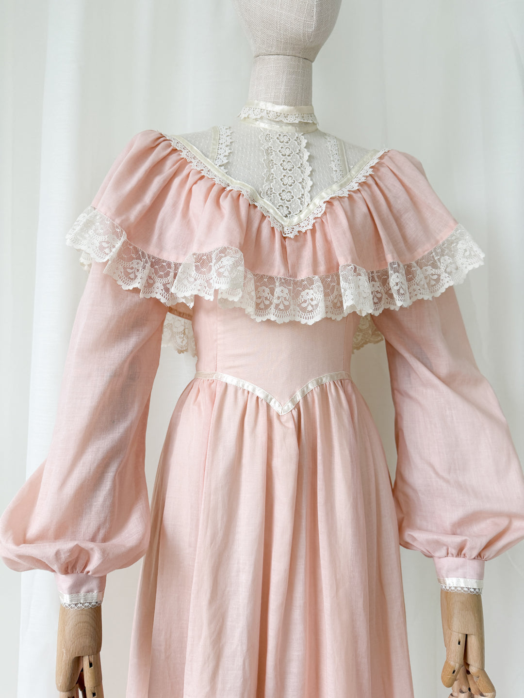 Precious Late 1970s Early 1980s Jessica McClintock 'Gunne Sax' Cotton Prairie Maxi Dress