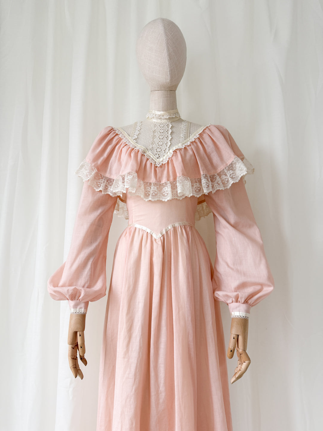 Precious Late 1970s Early 1980s Jessica McClintock 'Gunne Sax' Cotton Prairie Maxi Dress