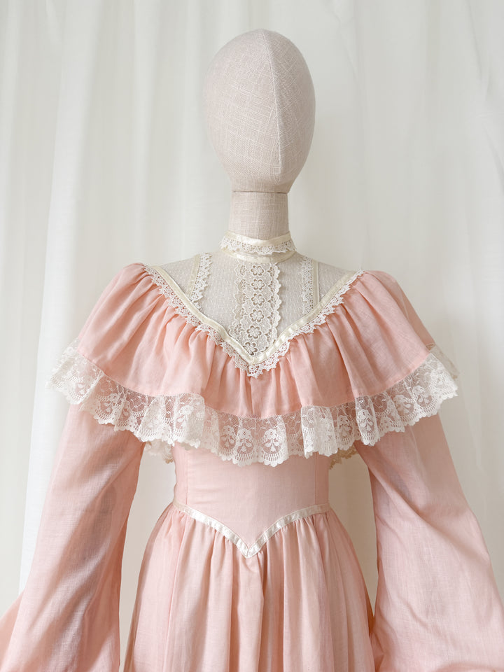 Precious Late 1970s Early 1980s Jessica McClintock 'Gunne Sax' Cotton Prairie Maxi Dress