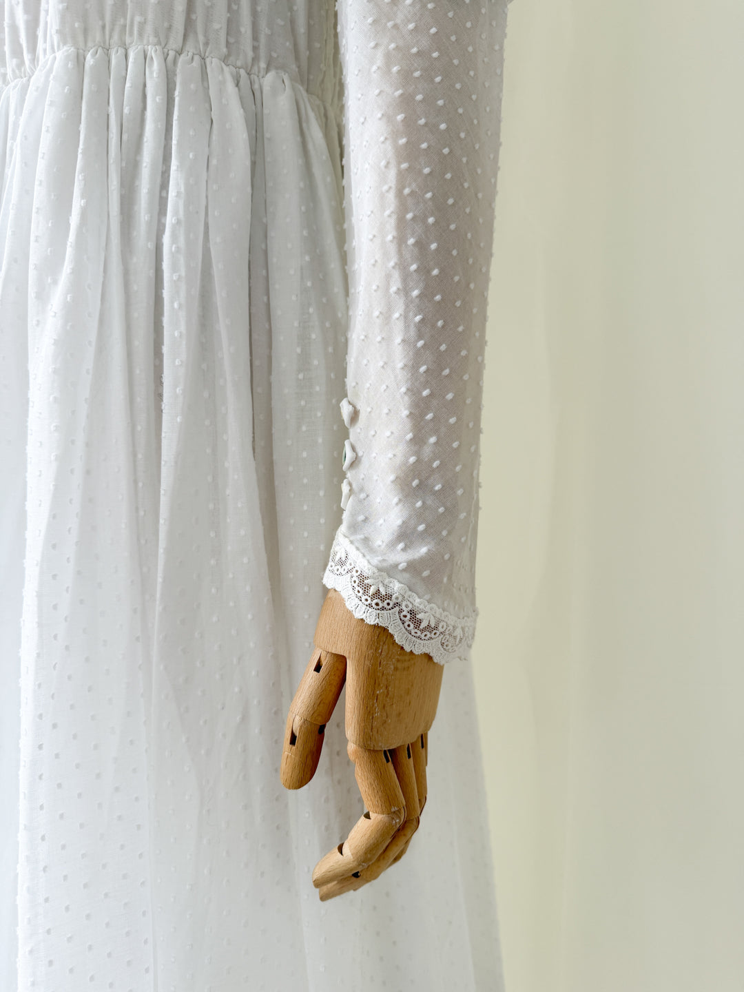 Heavenly Swan Like Rare Late 1970s White Swiss Dot Cotton Laura Ashley Midaxi Dress