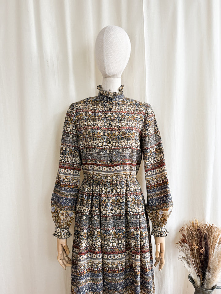 Insane 1970s Jaeger Wool Midi Dress