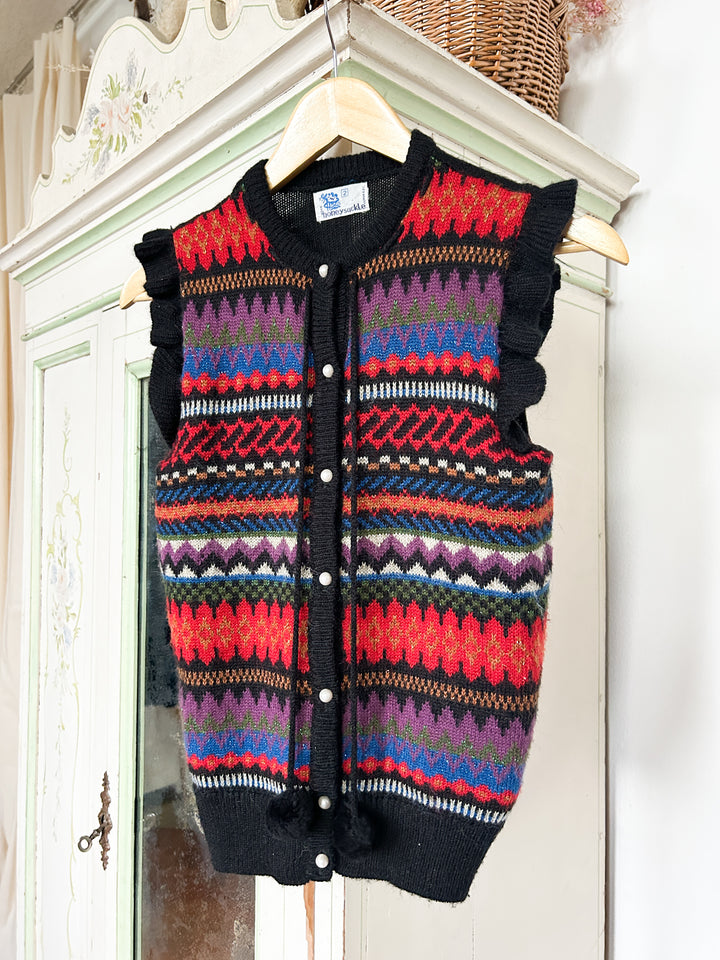 Sarah Rare 70s Honeysuckle Knit Fairisle Waistcoat