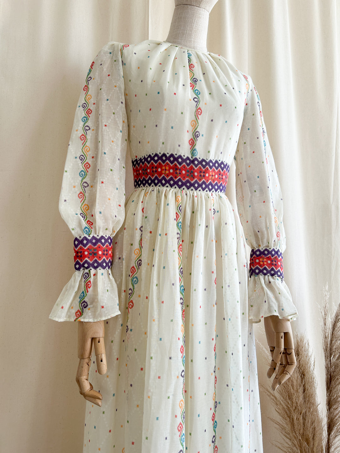 Breathtaking Rare 1970s Cotton Bohemian Dream Dress